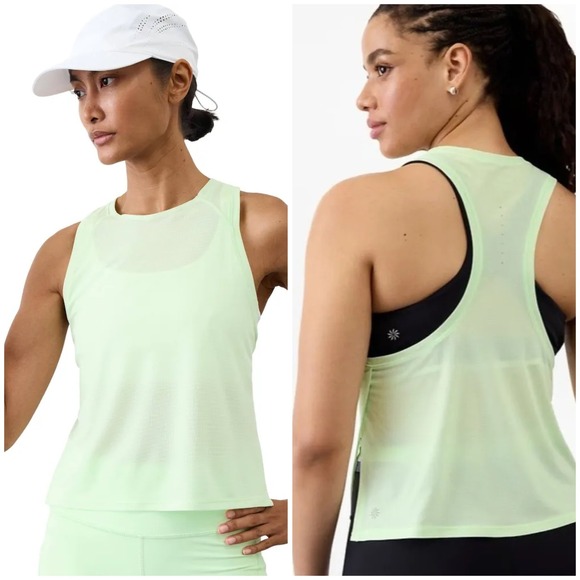 Athleta • NWT Grid Knit Singlet Tank Top Lime Green Athletic Racerback Small - Picture 2 of 9
